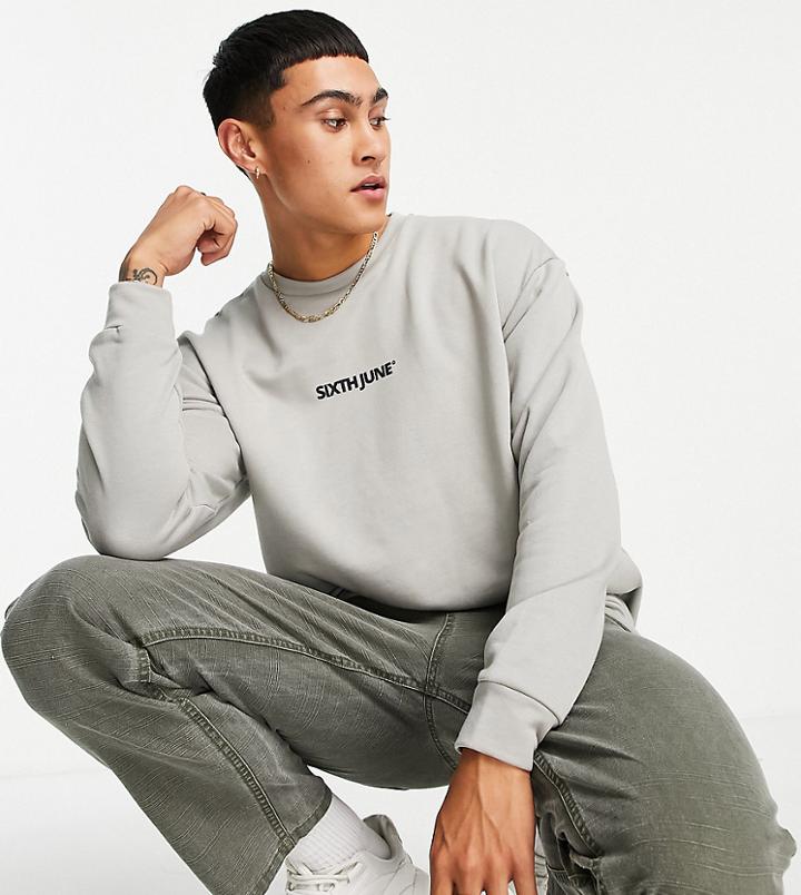 Sixth June Essential Sweatshirt In Light Gray-grey