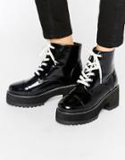 Asos Rue Chunky Lace Up Boots - Black