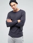 Only & Sons Long Sleeve Top With Raw Edge Hem - Navy
