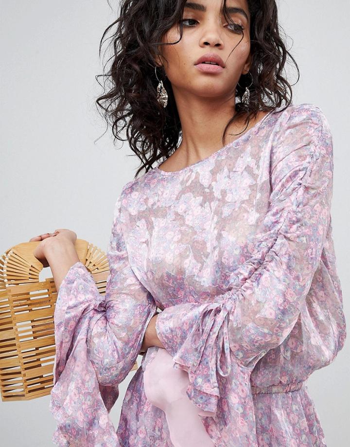 Ghost Printed Long Sleeve Top - Purple