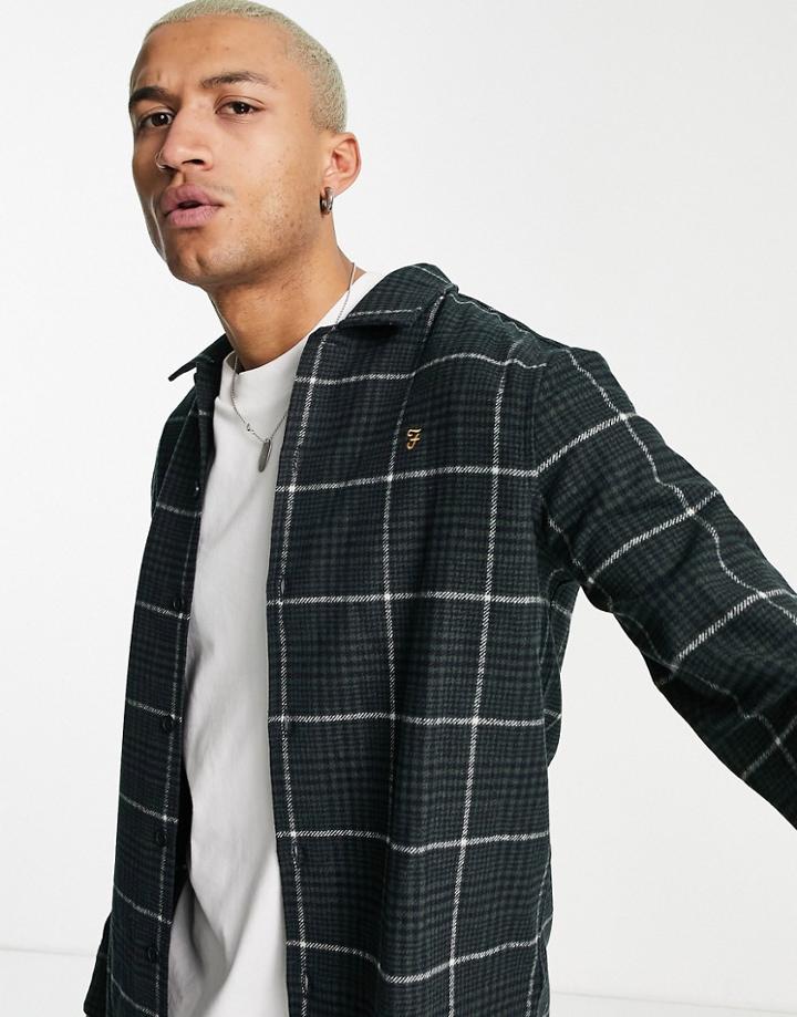 Farah Plaid Shirt In Navy And Green