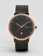 Skagen Ancher Black Watch With Gold Dial Skw6296 - Black