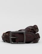 Hollister Braided Leather Belt In Dark Brown - Brown