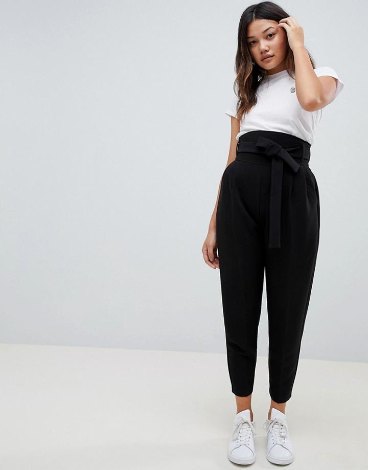 Asos Design High Waist Balloon Tapered Pants - Black