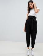 Asos Design High Waist Balloon Tapered Pants - Black