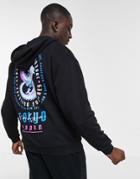 Asos Design Oversized Hoodie With Dragon Back Print In Black