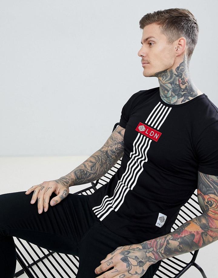 Divine Center Stripe Burnout T-shirt - Black