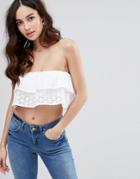 Fashion Union Bandeau Top In Broderie - White