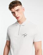 Asos Dark Future Short Sleeve Polo In Pique Jersey In Gray - Part Of A Set-grey