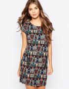 Qed London Shift Dress In Kaleidoscope Heart Prints