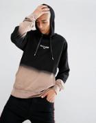Sixth June Oversized Hoodie With Bleach Fade - Black