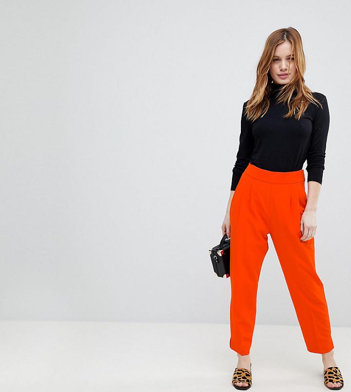 Asos Petite High Waist Tapered Pants - Orange
