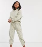 Asos Design Petite Tracksuit Hoody / Basic Jogger With Pocket Details In Neppy