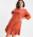 Vero Moda Curve Mini Smock Dress In Brown Print