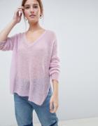 Moves By Minimum V Neck Sweater - Purple