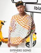 Asos Design Super Oversized Sweatshirt In All Over Checkerboard Print-multi