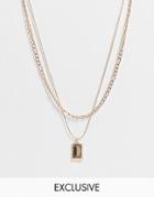 Reclaimed Vintage Inspired Classic Necklaces With Antique Pendant In Gold 2 Pack