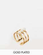 Pilgrim Gold Plated Adjustable Ring With Faux Pearl