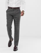 Harry Brown Gray Brown Contrast Tipped Slim Fit Suit Pants - Brown