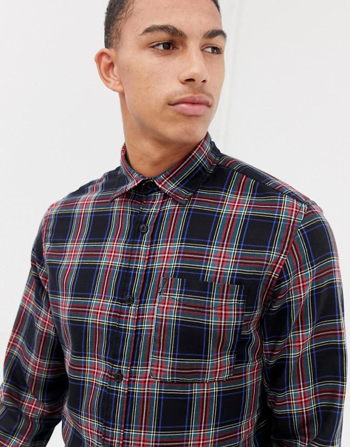 Jack & Jones Originals Check Shirt In Slim Fit - Black