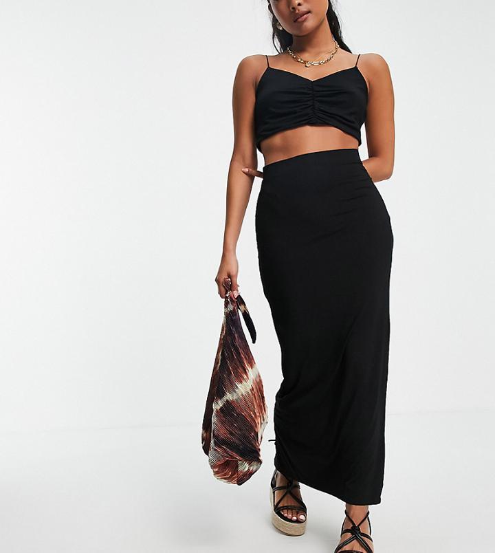 Asos Design Petite Maxi Pencil Skirt In Black