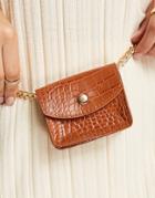 Truffle Collection Micro Mini Croc Belt Bag In Tan-brown