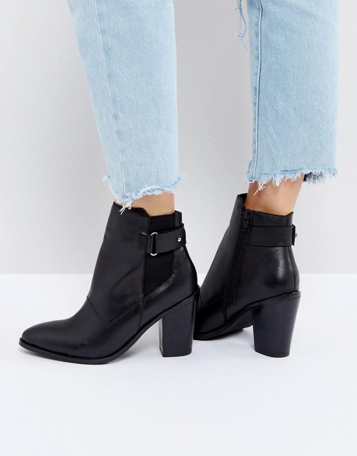 Asos Effina Leather Ankle Boots - Black