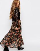 Ebonie N Ivory Sheer Floral Maxi Wrap Skirt - Multi