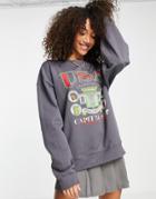 Topshop Usa Basketball Sweatshirt In Charcoal-grey