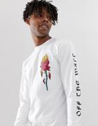 Vans Long Sleeve Top With Flaming Rose Print In White