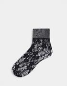 Pretty Polly Flower Net Anklets In Black