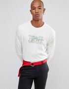 Asos Relaxed Long Sleeve Heavyweight T-shirt With Text Print - White