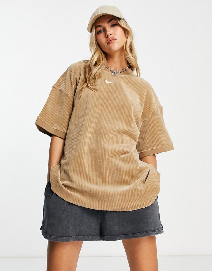 Nike Velour T-shirt In Brown