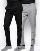 Asos 2 Pack Skinny Fit Pants In Black And Gray Save 17%
