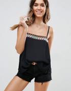 Asos Cami With Embroidery - Black