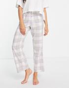 Cotton: On Sleep Pants In Gray Check Print-grey