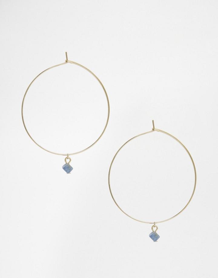 Orelia Hoop Earrings With Chip Stone Drop - Pale Gold