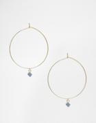 Orelia Hoop Earrings With Chip Stone Drop - Pale Gold