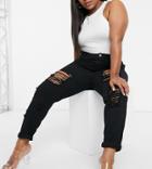 Yours Exclusive Super Ripped Mom Jeans In Black