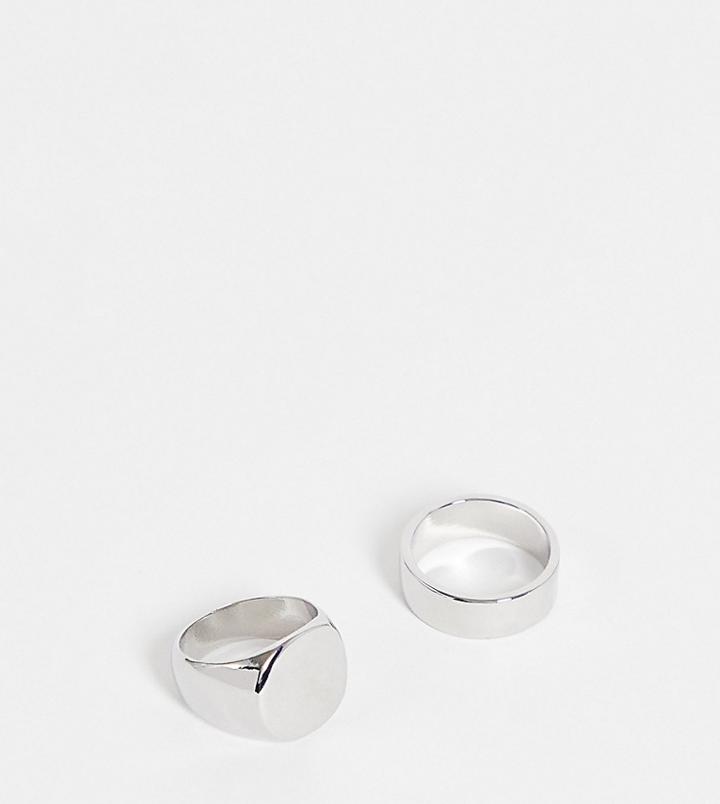 Faded Future Signet And Band 2 Pack Ring In Silver