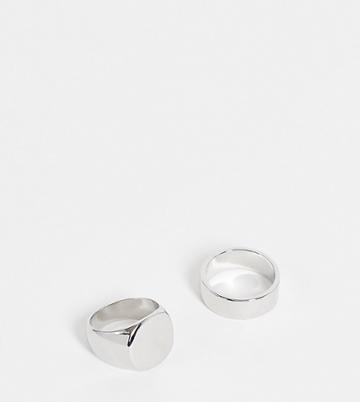 Faded Future Signet And Band 2 Pack Ring In Silver