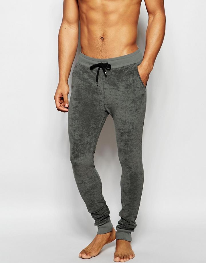 Asos Loungewear Super Skinny Joggers In Khaki Towelling - Khaki