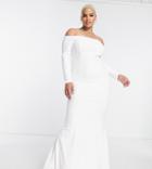 True Violet Plus Bridal Off-shoulder Maxi Dress In Ivory-white