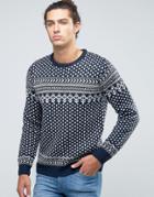 Threadbare Classic Fairisle Holidays Sweater - Navy