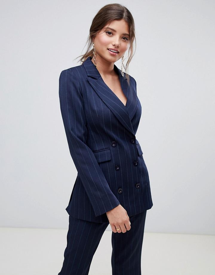 Millie Mackintosh Pinstripe Double Breasted Two-piece Blazer - Black