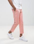 Asos Skinny Smart Pants With Tux Stripe In Pink - Pink