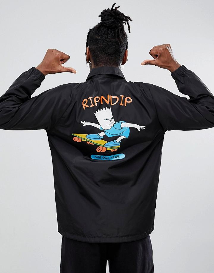 Rip'n'dip Catwabunga Coach Jacket With Back Print - Black