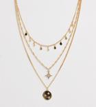Reclaimed Vintage Inspired Mystic Medallion Multirow Necklace-gold