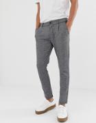 Jack & Jones Premium Smart Pleated Tapered Pants In Herringbone - Gray