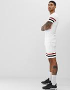 Asos Design Two-piece Jersey Skinny Shorts With Ringer Stripes In White - White